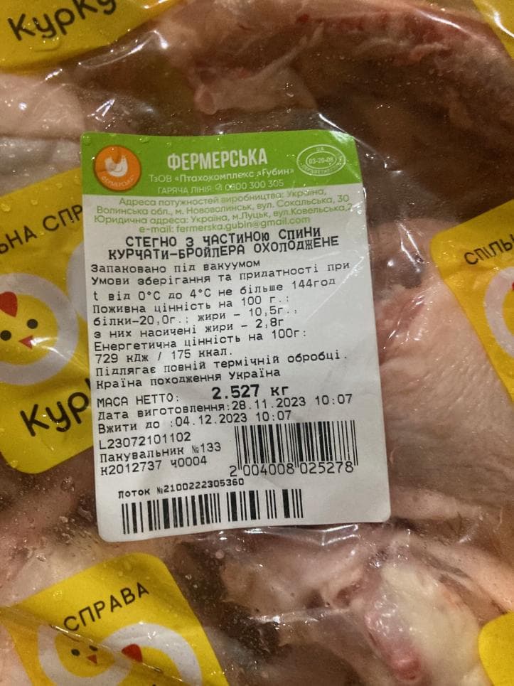 Етикетки на готовій продукції